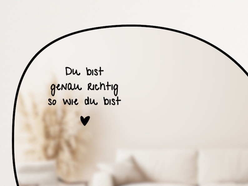 Du bist richtig No. 2 / Spiegelaufkleber, Laptopsticker, Affirmation, Motivation und Selbstliebe, positives Mindset Schwarz