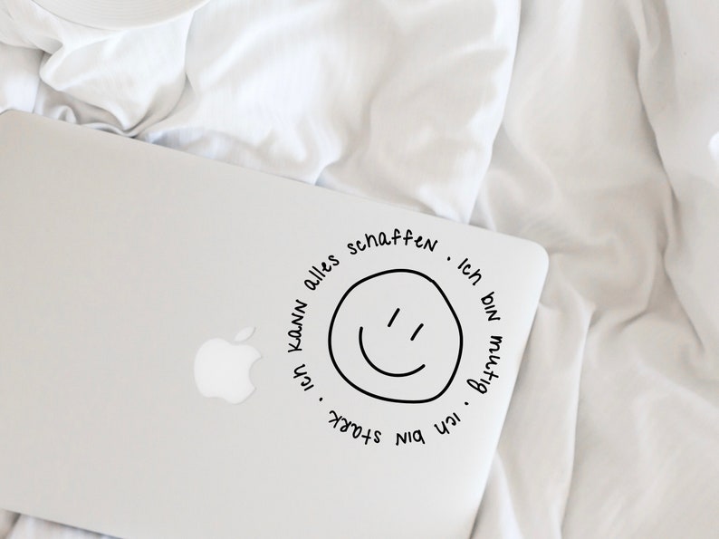 Smile No. 3, Spiegelaufkleber / Affirmation und Selbstliebe, stilvoller Sticker für Laptop, positives Mindset, Aufklebedesign für Zuhause zdjęcie 4