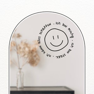 Smile No. 3, Spiegelaufkleber / Affirmation und Selbstliebe, stilvoller Sticker für Laptop, positives Mindset, Aufklebedesign für Zuhause zdjęcie 3