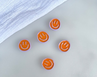 Smile Magnet-Set / orangefarbene, pastellfarbene Kühlschrank-Magnete, gute Laune, Selflove, mentale Gesundheit