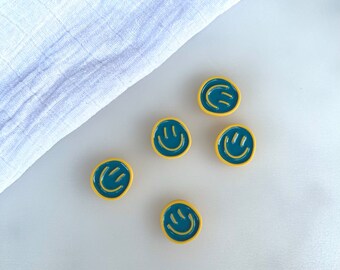 Smile Magnet-Set / petrolfarben, pastellfarbene Kühlschrank-Magnete, gute Laune, Selflove, mentale Gesundheit