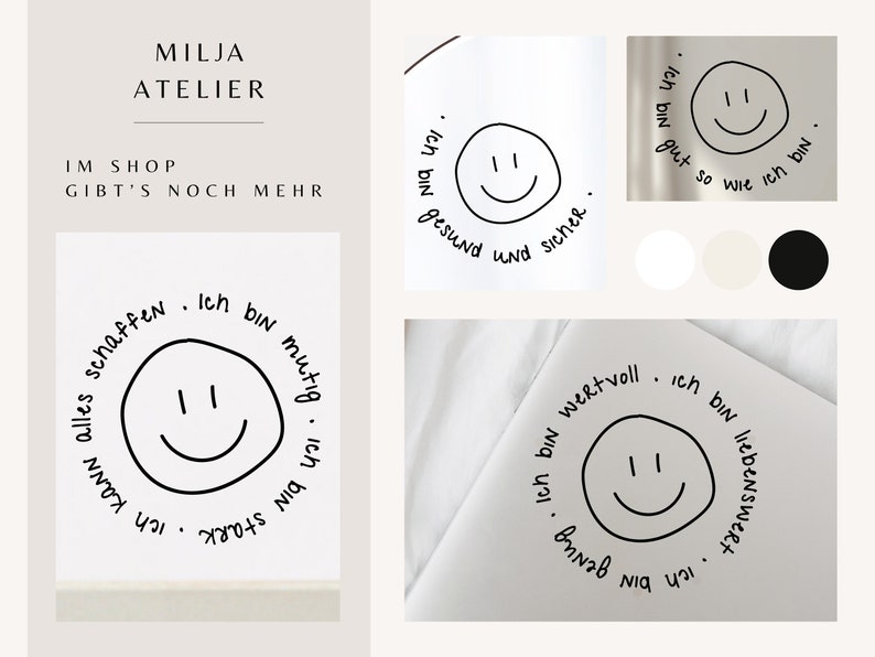 Smile No. 3, Spiegelaufkleber / Affirmation und Selbstliebe, stilvoller Sticker für Laptop, positives Mindset, Aufklebedesign für Zuhause Bild 6