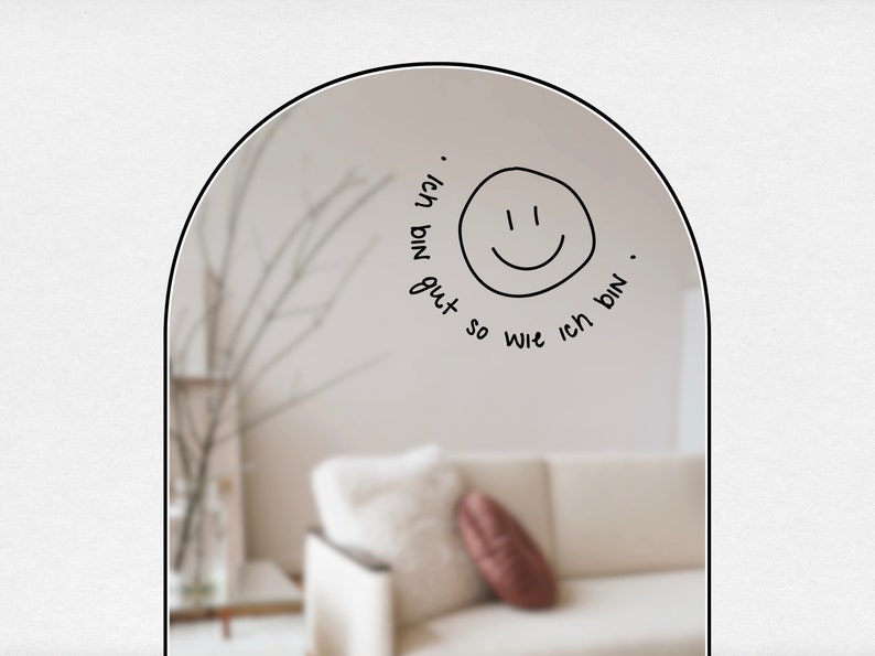 Smile No. 2, Spiegelaufkleber / Affirmation und Selbstliebe, stilvoller Sticker für Laptop, positives Mindset, Aufklebedesign für Zuhause imagem 3