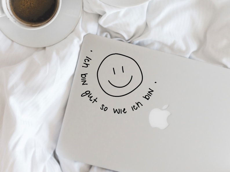 Smile No. 2, Spiegelaufkleber / Affirmation und Selbstliebe, stilvoller Sticker für Laptop, positives Mindset, Aufklebedesign für Zuhause imagem 4