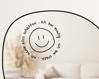 Smile No. 3, Spiegelaufkleber / Affirmation und Selbstliebe, stilvoller Sticker für Laptop, positives Mindset, Aufklebedesign für Zuhause