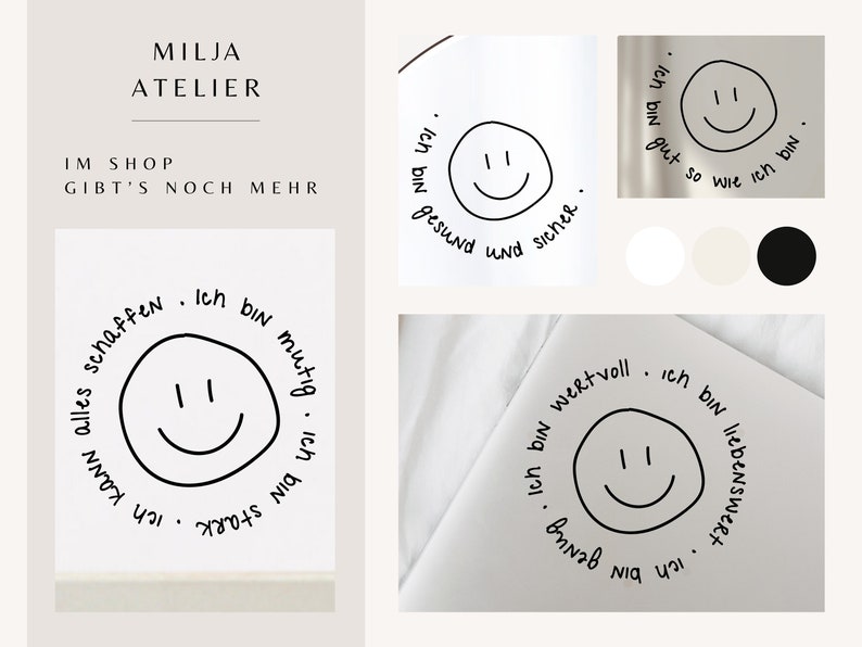 Smile No. 2, Spiegelaufkleber / Affirmation und Selbstliebe, stilvoller Sticker für Laptop, positives Mindset, Aufklebedesign für Zuhause Bild 6