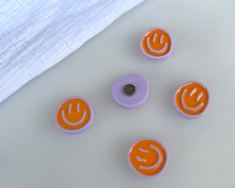 Smile Magnet-Set / orangefarbene, pastellfarbene Kühlschrank-Magnete, gute Laune, Selflove, mentale Gesundheit Bild 4