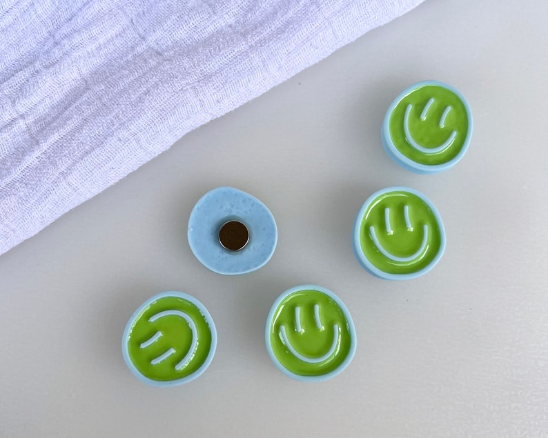 Smile Magnet-Set / grüne, pastellfarbene Kühlschrank-Magnete, gute Laune, Selflove, mentale Gesundheit afbeelding 3