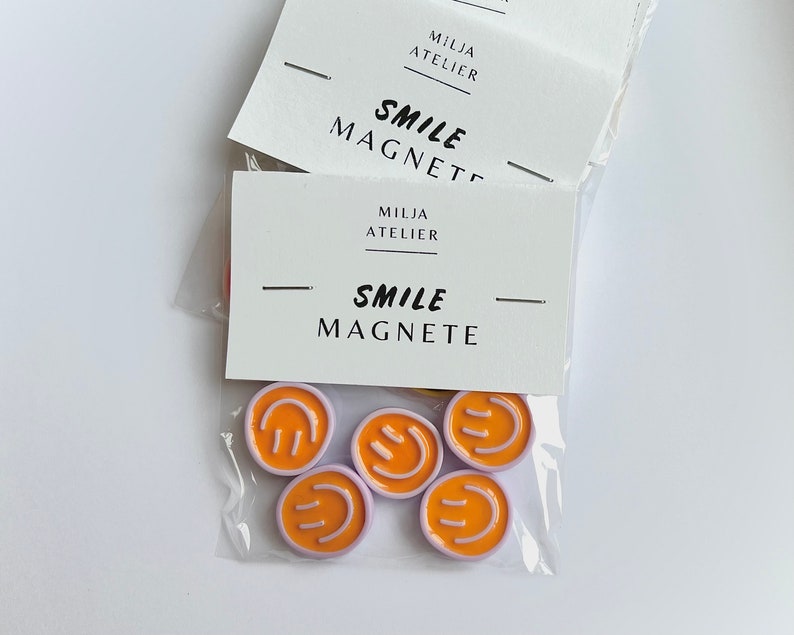 Smile Magnet-Set / orangefarbene, pastellfarbene Kühlschrank-Magnete, gute Laune, Selflove, mentale Gesundheit Bild 5