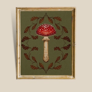 Amanita Mushroom Art Print: Dark Cottagecore Decor