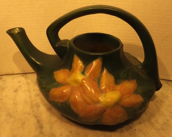 Roseville Pottery Clematis Green  Tea Pot