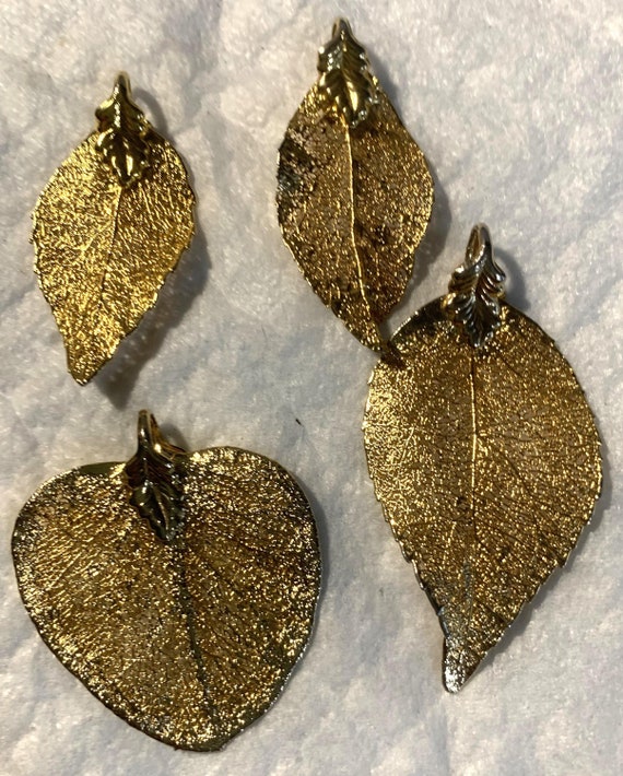 Leaf Pendents Dipped in gold 4 Pieces - image 1