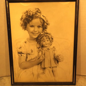 Original Framed Photo of Shirley Temple and her Shirley Doll