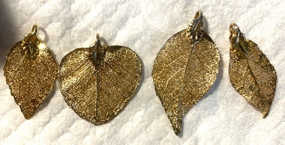 Leaf Pendents Dipped in gold 4 Pieces - image 2