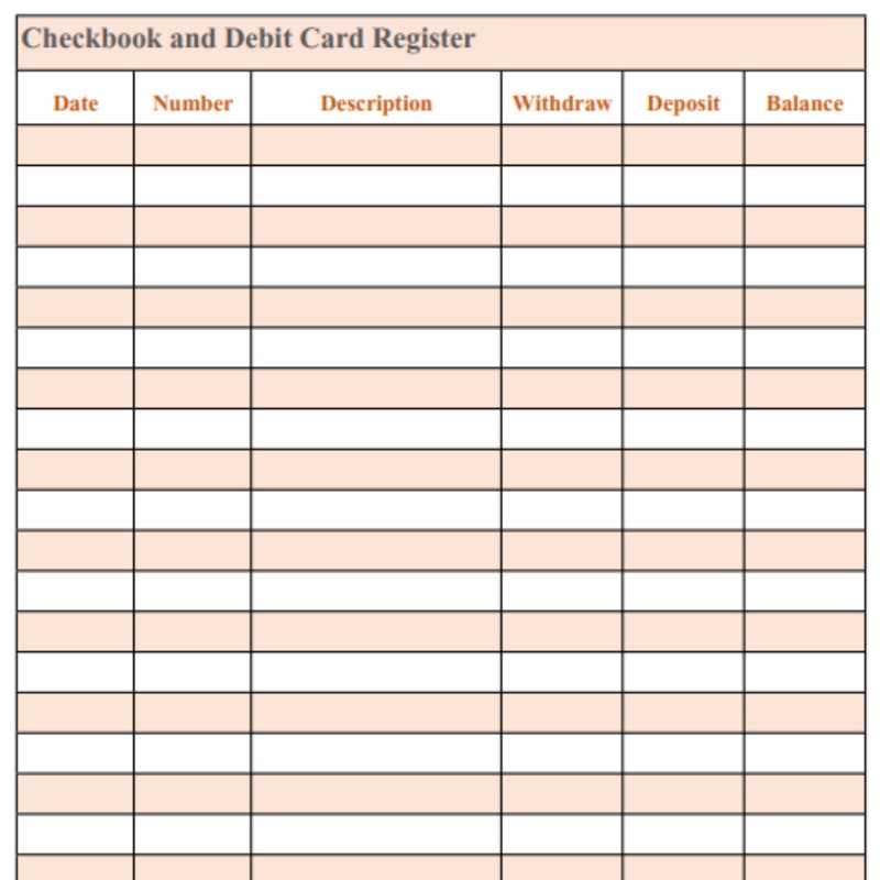 Checkbook Register - Etsy