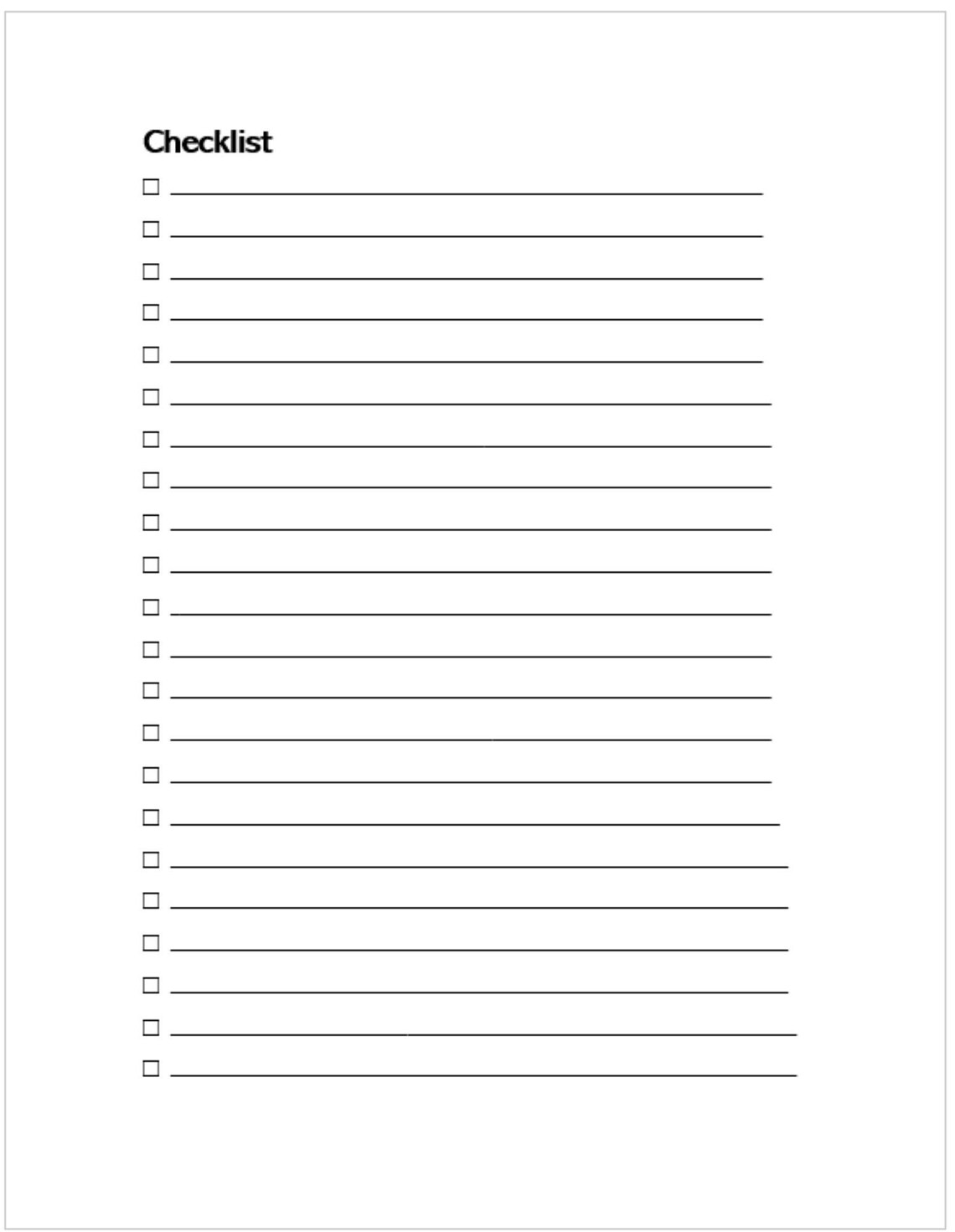 Printable Basic Checklist Etsy