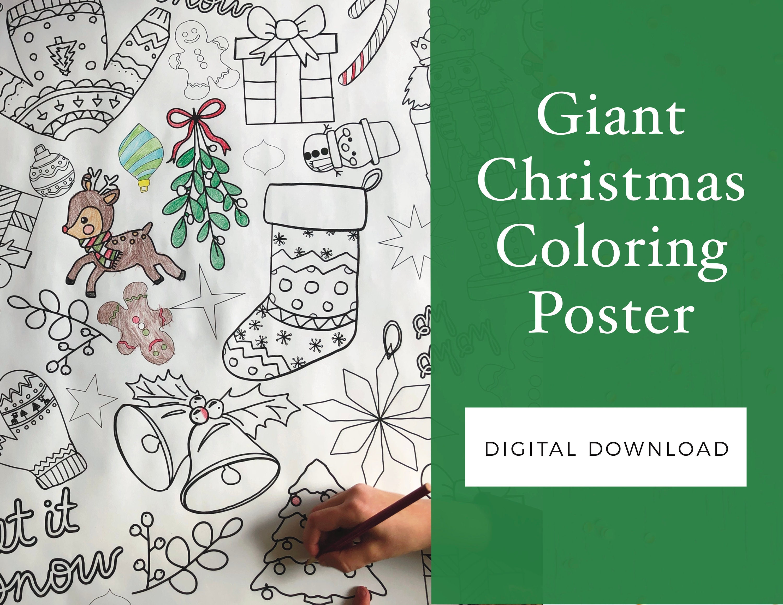 Giant Printable Christmas Printable Coloring Poster, Christmas Coloring ...