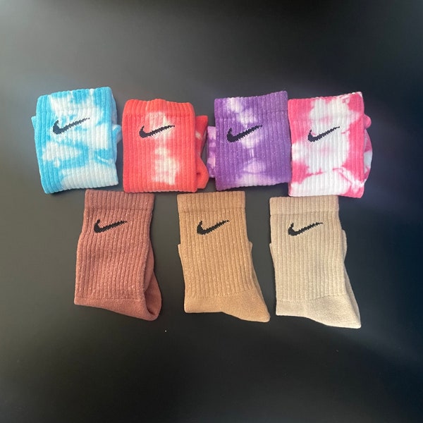 Official Nike Socks Tie Dye - Pink, Aqua, Coral, Purple, Cocoa, Taupe, Camel Handcrafted Custom Present Gym Fitness Summer Coloured Socks