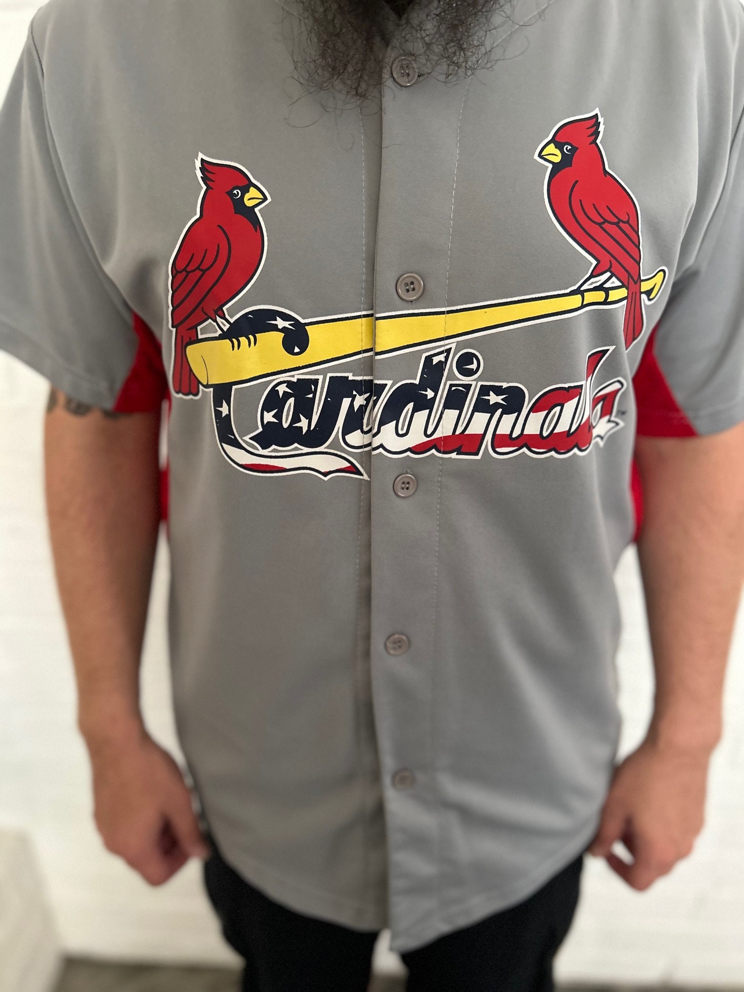 Mlb St. Louis Cardinals Pinstripe Baseball Jersey W/ Appliqued Stitched  Logo