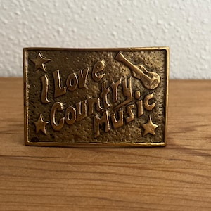 &quot;Messing &quot;&quot;I Love Country Music&quot;&quot; Gürtelschnalle