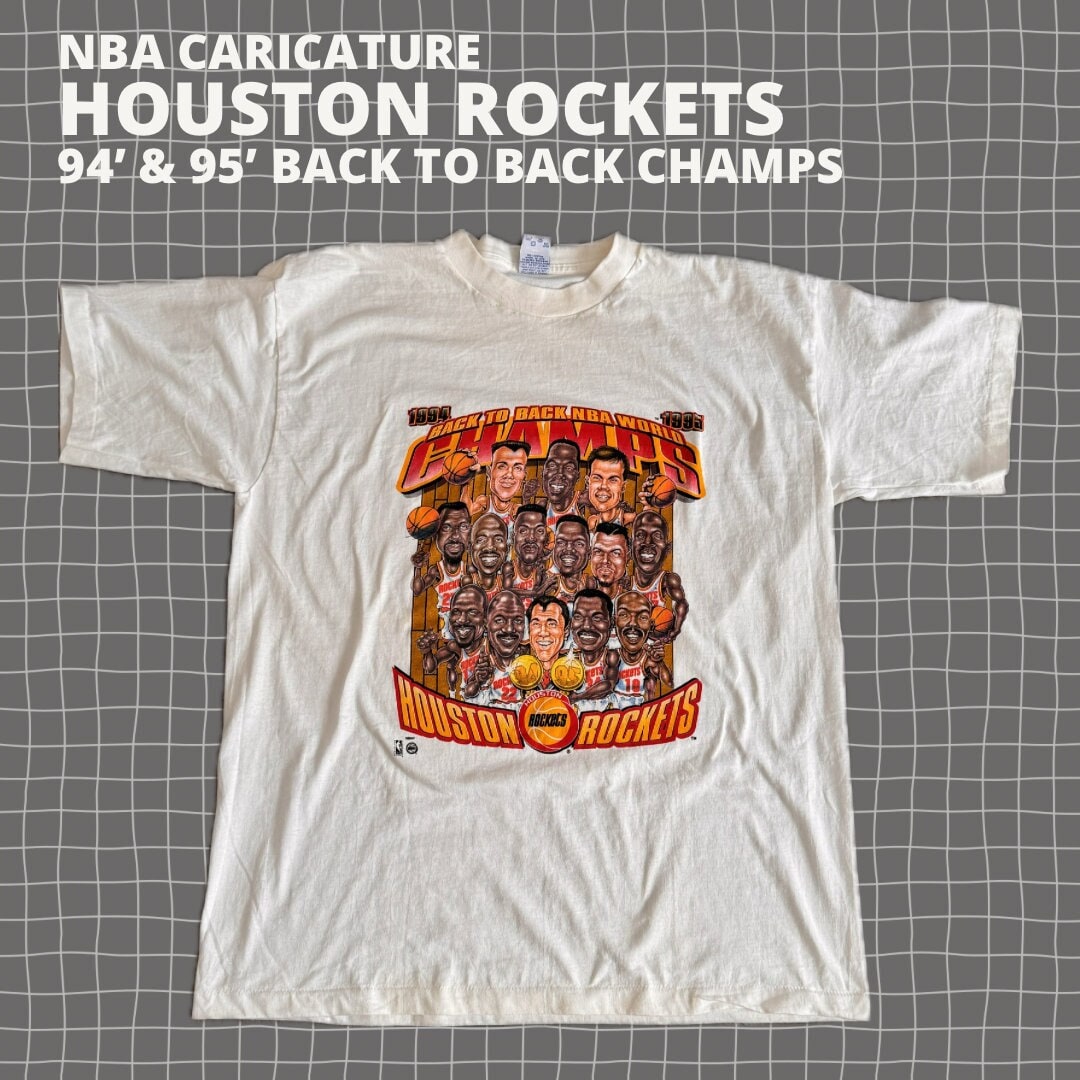 NBA 94'-95' Houston Rockets Back to Back Champs Caricature Tee - Etsy