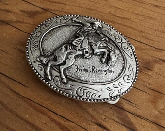 Vintage Frederic Remington "The Bronco Buster" Belt Buckle