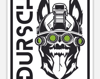 Dursch Malinois K9 Working Dog Sticker: Weatherproof Vinyl Decal (3" x 2.59")
