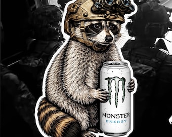 Tactical Racoon, Sticker, Monster, Decal, SWAT, Military, Full Send, Veteran