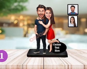Romantic Gift Personalized Couple Caricature Figurine Cartoon from Photo Anniversary or Engagement Home Decor