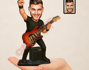 Gifts for Guitarists Custom Caricature Figurine from Photo Personalized Music Gift Birthday or Band Night