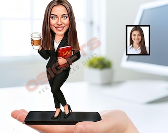 Female Lawyer Gift Personalized Caricature Figurine Ornament from Photo