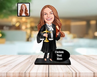 Female Lawyer Gift Personalized Attorney Caricature Figurine from Photo Office Desk Decor Law School Graduation or Promotion