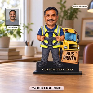Bus Driver Gift, Personalized School Bus Driver Caricature Figurine from Photo, Bus Driver Gifts, Bus Driver Appreciation or Retirement Gift