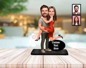 Boyfriend Gift Personalized Couple Caricature Figurine from Photo Anniversary Birthday or Valentines Desk Decor