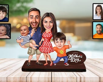Personalized Family Portraits Personlizable Caricature Portrait Frame Mother's Day Gift Caricature Portrait From Photo Family Gift Mom Gift