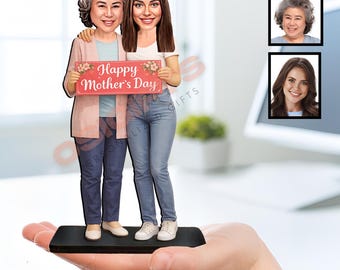 Best Mothers Day Gift Personalized Caricature Figurine Gift for Mom Gifts for Her New Mom Gift Custom Family Photo Frame