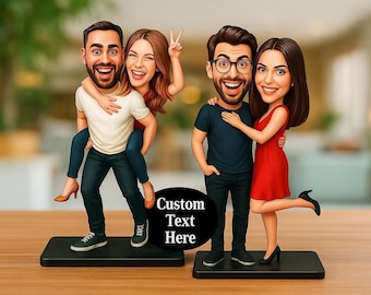 Personalized Couple Caricature Portrait for Wedding or Engagement Custom Cartoon in Wooden Frame Home Wall Art