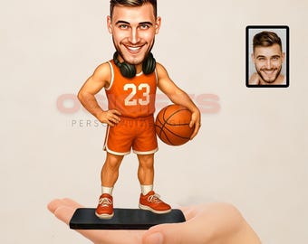 Basketball Gift for Men Boys Personalized Caricature Figurine from Photo Coach Senior Night