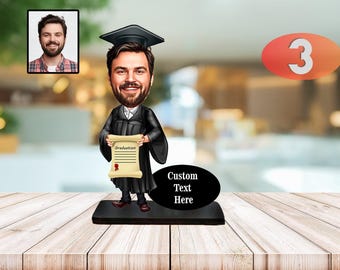 Graduation Gift Figurine: Custom Cartoon Wood Trinket