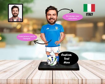 Soccer Player Gift Personalized Caricature Figurine from Photo Team or Coach Gift Kids Birthday Seasonal Ornament
