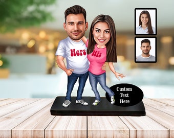 1 Year Anniversary Gift for Girlfriend, Custom Couple Caricature Figurine from Photo