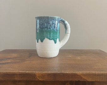 blue and teal coffee mug