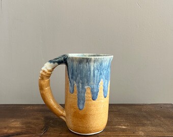 blue and rust coffee mug