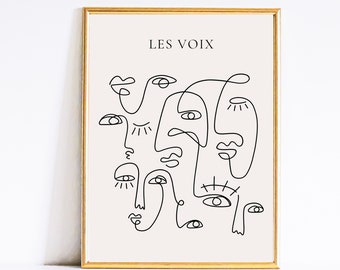 Picasso Style Faces Print: Modern Gallery Wall Art (Digital Download)