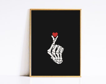 Skeleton Heart Halloween Print: Spooky Bar Cart Decor (Digital Download)