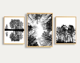 Forest Tree Print Set: Black and White Nature Sketch (Digital Download)