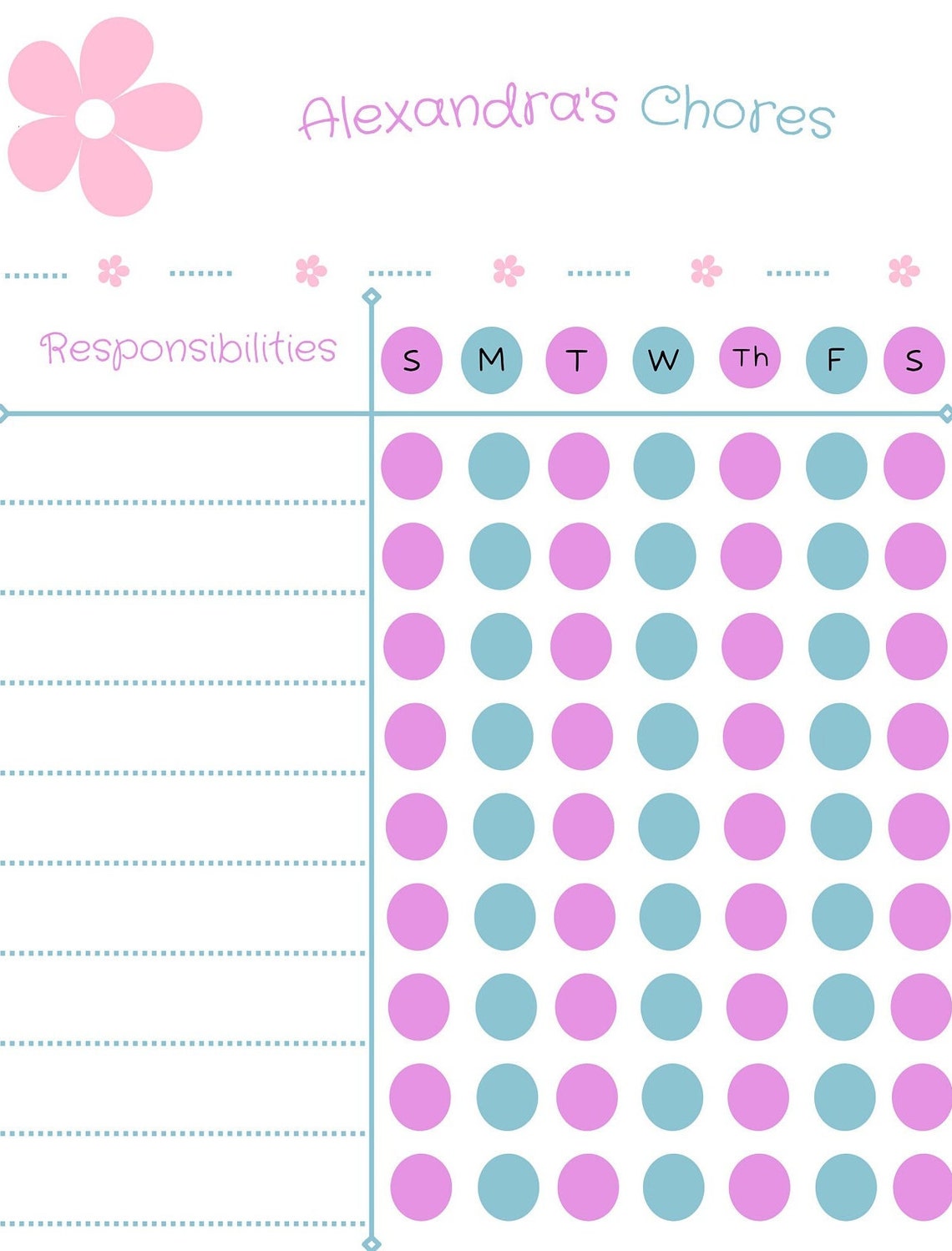 Kid's Chores List Chore Chart Printable Chore Chart PDF - Etsy