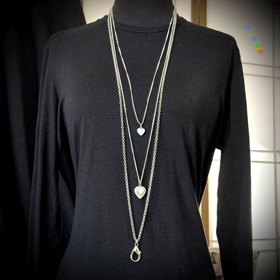 Hearts on Chains Stackable, Convertible, Silverto… - image 1