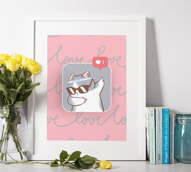 Pink Wall Art, Valentine Wall Art, Valentine Day Decor, Romantic Wall Art, Retro Wall Art, Retro