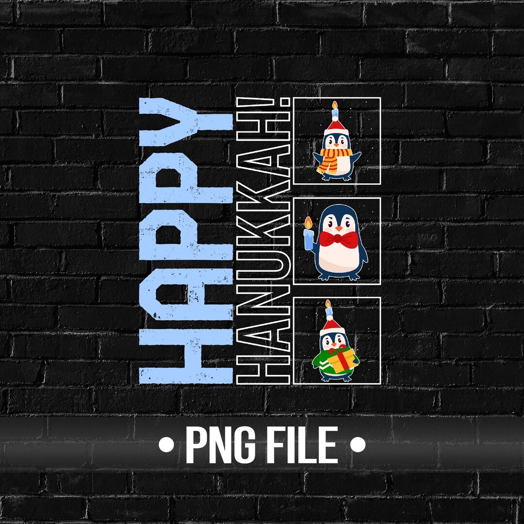 Christmas SVG, Happy Hanukkah Penguin Cute Tee, Penguin Menorah Lover ...